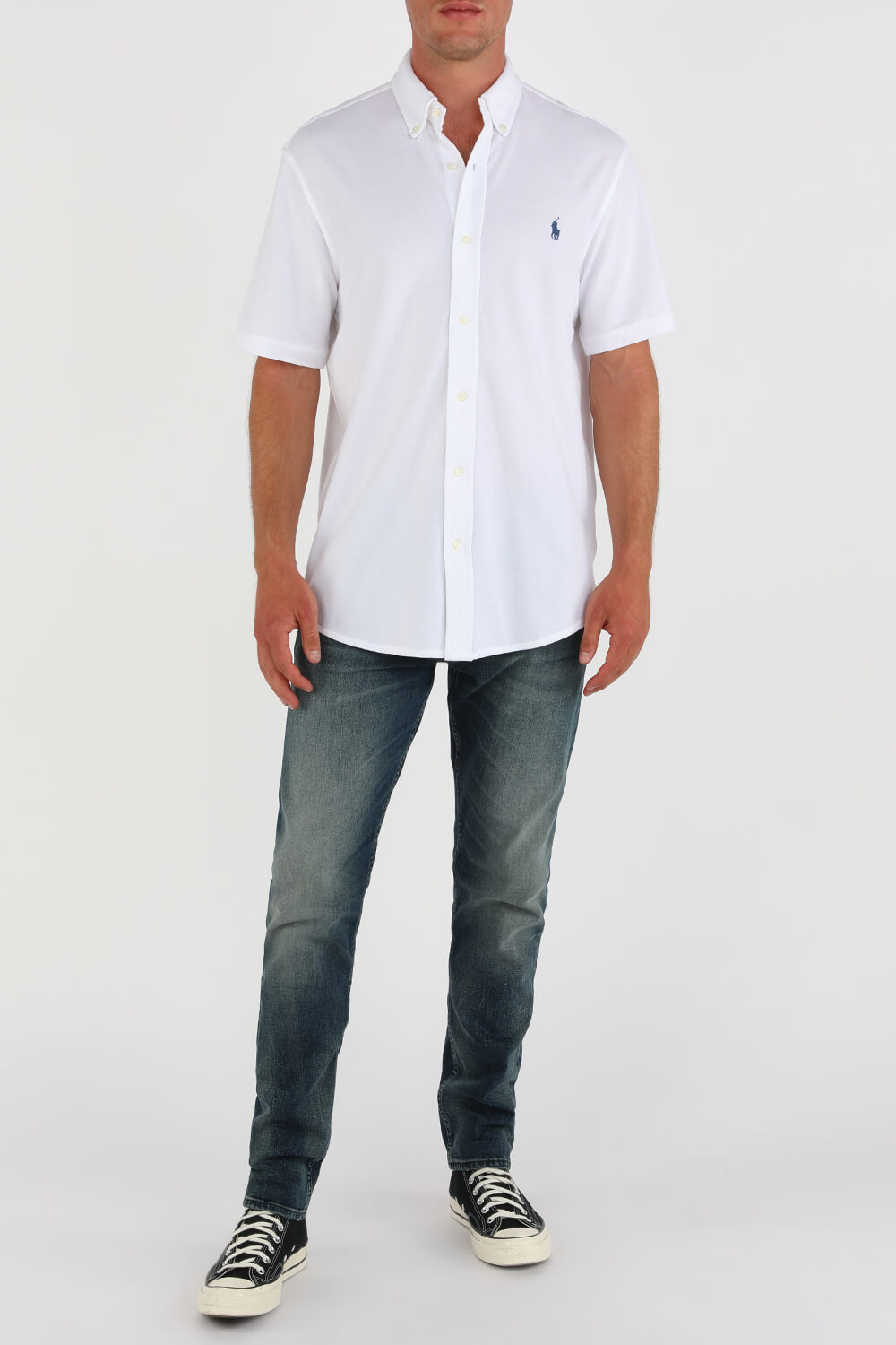 Slim Fit Picue Shirt in White